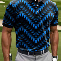 Męska Retro Gradient Geometryczny Nadruk Artystyczny Casual Biznesowa Koszulka Polo
