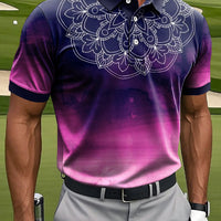 Męska Retro Art Gradient Mandala Nadruk Casual Biznesowa Koszulka Polo