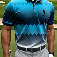 Męska Retro Gradient Geometryczny Nadruk Artystyczny Casual Biznesowa Koszulka Polo