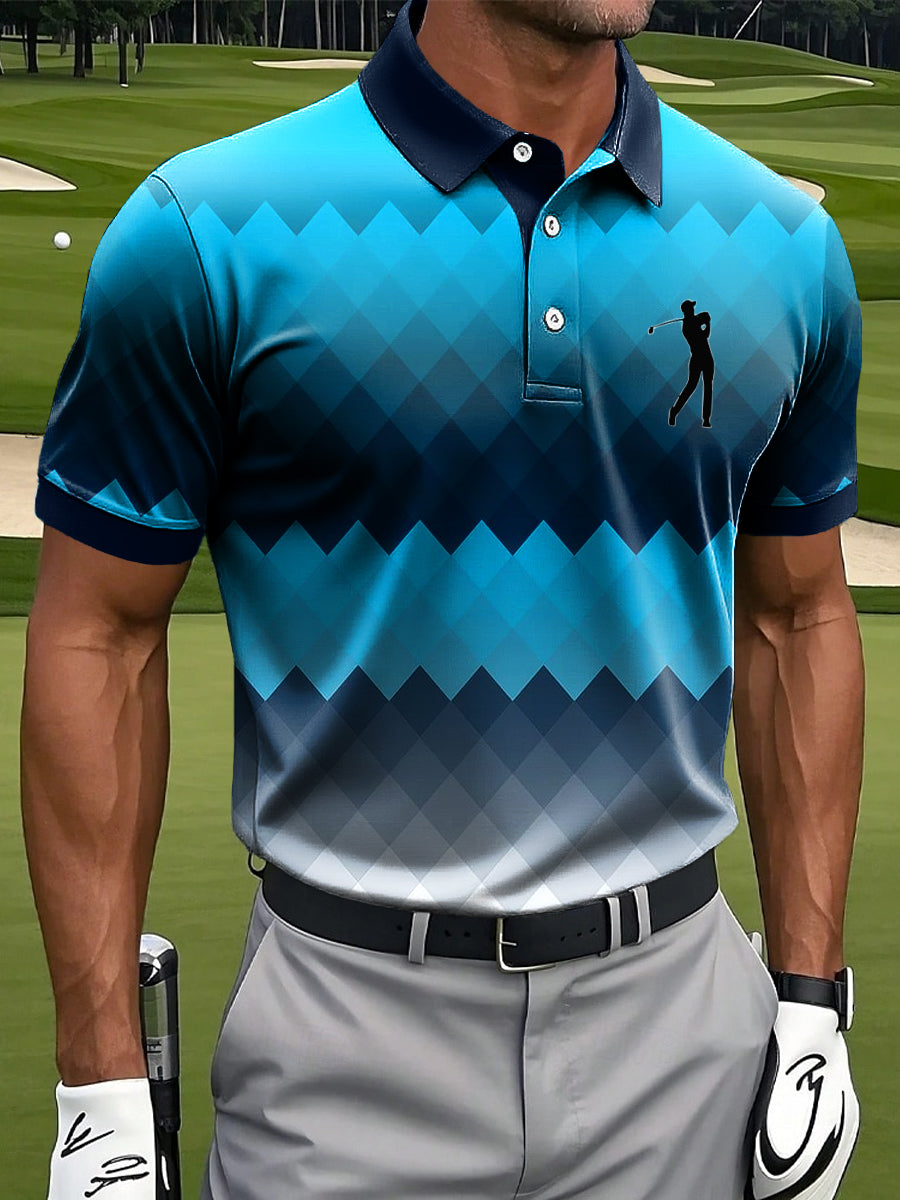 Męska Retro Gradient Geometryczny Nadruk Artystyczny Casual Biznesowa Koszulka Polo