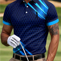 Męska koszulka polo w stylu casual Business Gradient geometryczne linie geometryczne
