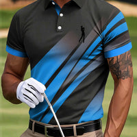 Męski golf abstrakcyjna kolorowa linia artystyczna drukowana casualowa biznesowa koszulka polo
