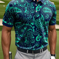 Męska koszulka polo Retro Paisley Art Print Casual Business