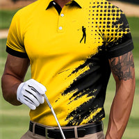 Męski golf abstrakcyjny obraz tuszem Art Print Casual Business Koszulka polo