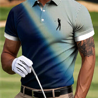 Męska koszulka polo z gradientu w stylu golfowym z nadrukiem artystycznym na co dzień