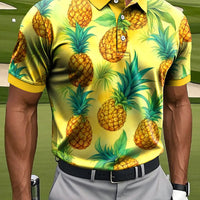 Męska koszulka polo z hawajskim ananasem w stylu Art Print Casual Resort