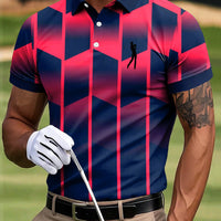 Męska koszulka polo z geometrycznym nadrukiem geometrycznym w stylu golfowym Casual Business