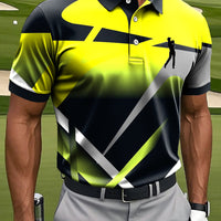 Męska Retro Gradient Abstrakcyjna Linia Artystyczna Nadruk Casualowa Biznesowa Koszulka Polo