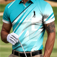 Męska koszulka polo z nadrukiem artystycznym z gradientu w stylu golfowym