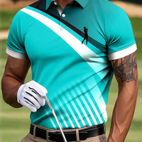 Męska koszulka polo z nadrukiem artystycznym z gradientu w stylu golfowym