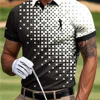 Męska koszulka polo z geometrycznym nadrukiem geometrycznym w stylu golfowym Casual Business