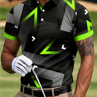 Męski golf abstrakcyjny gradient geometryczny wydruk artystyczny Casual Biznesowa koszulka polo