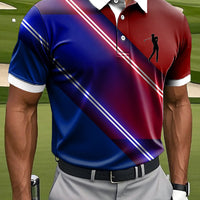 Męskie Retro Gradient Kolorowe Paski Artystyczny Nadruk Casual Biznesowa Koszulka Polo