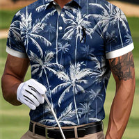 Męska koszulka polo z abstrakcyjnym drzewem kokosowym z nadrukiem artystycznym Casual Business Golf