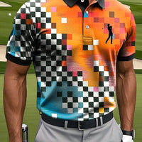 Męska retro kolorowa artystyczna koszulka polo z nadrukiem artystycznym w stylu retro