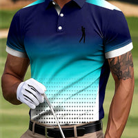 Męska koszulka polo z nadrukiem patchworku w stylu golfowym Casual