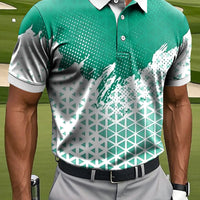 Męska koszulka polo z nadrukiem retro abstrakcyjna geometryczna w stylu polka w stylu retro