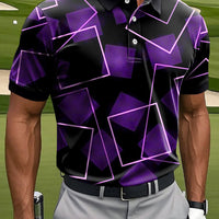Męska retro abstrakcyjna nieregularna geometryczna sztuka drukowana Casual Business Polo Shirt