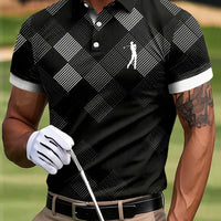 Męska koszulka polo z nadrukiem artystycznym w stylu gradientu w stylu golfowym