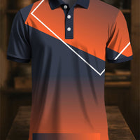 Męska koszulka polo z nadrukiem w stylu retro z gradientu kolorów