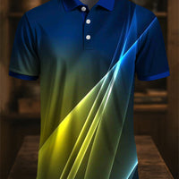 Męskie Retro Gradient Kolorowe Paski Artystyczny Nadruk Casual Biznesowa Koszulka Polo
