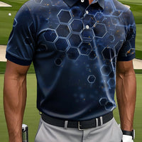 Męska koszulka polo z nadrukiem geometrycznym Retro Art Gradient Casual Business