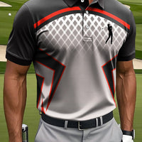 Męskie Retro Gradient Geometryczny Patchwork Nadruk Casual Biznesowa Koszulka Polo
