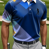 Męska sztuka abstrakcyjna Gradient geometryczny z nadrukiem w paski Casual Business Polo Shirt