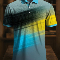 Męska kolorowa linia retro Graffiti Art Print Casual Business Polo Shirt