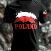 Odznaka Retro Polska Flaga Orzeł Klasyczny Art Print Casual T-Shirt