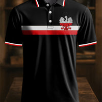 Retro Polan Flaga Godło Art Print Casual Business Koszulka polo