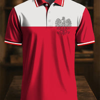 Retro Polska Flaga Orła Godło Klasyczna artystyczna Nadruk Casual Biznesowa Koszulka Polo