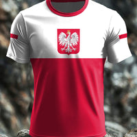 Retro Polska flaga Patchwork Art Print Casual T-Shirt
