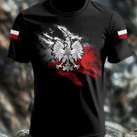 Retro polska flaga biały orzeł artystyczny nadruk casual T-Shirt