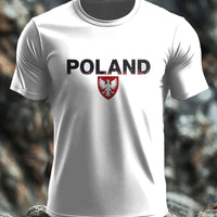 Retro polska flaga biały orzeł godło artystyczny nadruk casual T-Shirt
