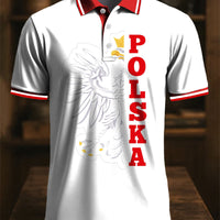 Retro Polski Orzeł Klasyczny Art Print Casual Biznesowa Koszulka Polo
