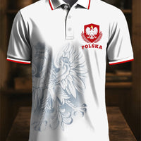 Retro Polski Godło Orła Abstrakcyjny Patchwork Art Print Casual Biznesowa Koszulka Polo