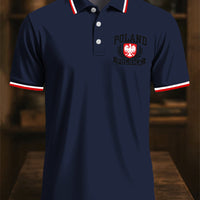 Retro Polski Godło Orła Klasyczna Patchwork Art Print Casual Biznesowa Koszulka Polo
