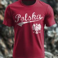 Retro Polski Orzeł Biały Abstrakcyjny Nadruk Casual T-Shirt