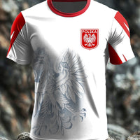 Retro Polski Orzeł Herb Art Print Casual T-Shirt