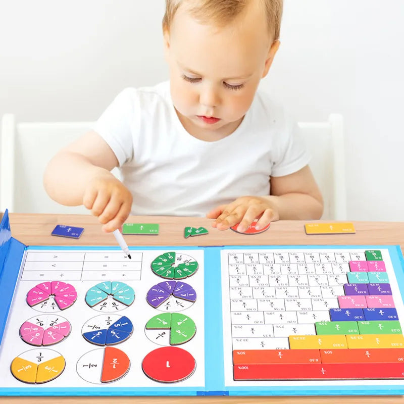 🏅Magnetyczna książka Montessori z puzzlami ułamkowymi