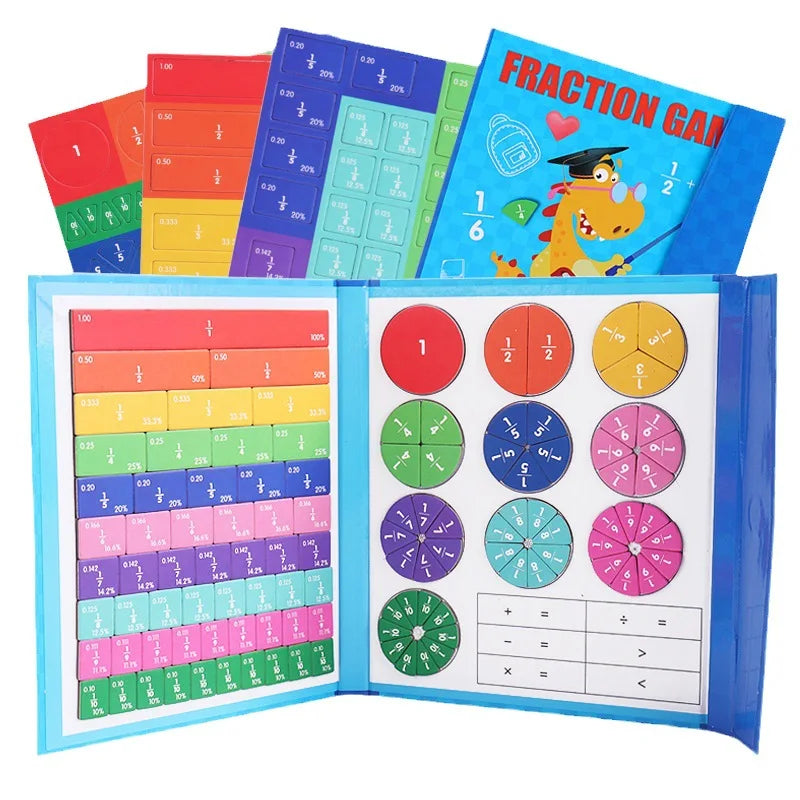 🏅Magnetyczna książka Montessori z puzzlami ułamkowymi