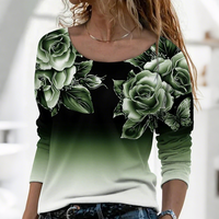 🔥👚Modna bluzka z długim rękawem i kwiatowym nadrukiem