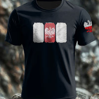 Vintage Polska Flaga Piwo Can Patriot Art Print Casual T-Shirt