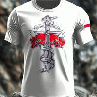 Vintage Polska Flaga Patriot Abstrakcyjna Sztuka Nadruk Casual T-Shirt