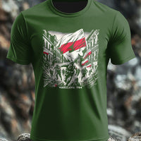 Vintage Polska Flaga Patriot Malowana Artystyczna Nadruk Casual T-Shirt