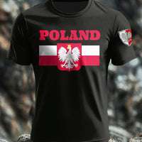 Retro Polska Flaga Odznaka Art Print Casual T-Shirt