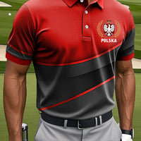 Męska polska koszulka polo z nadrukiem artystycznym na co dzień