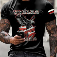 Męska koszulka w stylu vintage w wieku Polski z flagą orła Patriot Art Print Casual