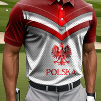 Męska polska koszulka polo z nadrukiem artystycznym na co dzień